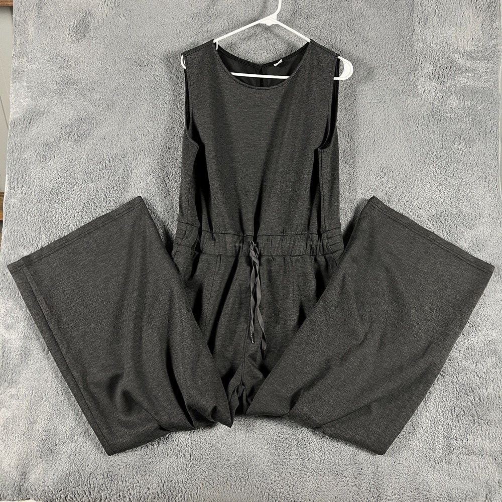 Anrabess Jumpsuit Women XL Gray Sleeveless Comfort Stretch Keyhole Back Wide Leg